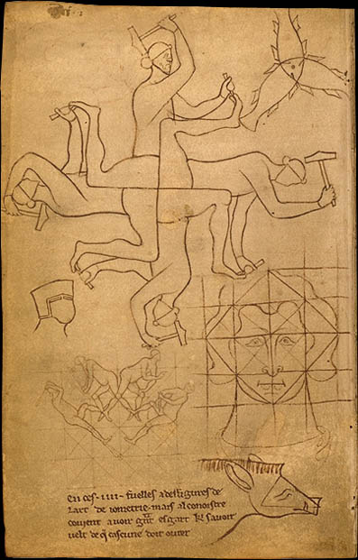 Folio 38 - Etudes et tracés géométriques.