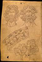 Folio 10 - Tetes de sylvains et ornements vegetaux