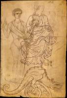 Folio 21 - Personnage religieux assis - Animal fantastique ornant une volute