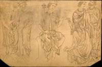 Folio 25 - Roi rendant la justice - Suppliant agenouille - Cinq personnages drapes