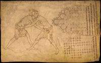 Folio 28 - Lutteurs - Plan d'eglise cistercienne - Choeur de l'eglise de Cambrai