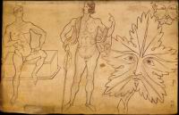 Folio 43 - Figures a l'antique et tetes de feuilles