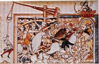 Bricole, enluminure de 1240, le siege d'Antioche (tire du livre de R. Beffeyte).jpg