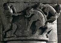 France,_Deux-Sevres,_Melle,_Eglise_Saint-Hilaire,_Chapiteau_de_la_nef,_Chasse_au_sanglier